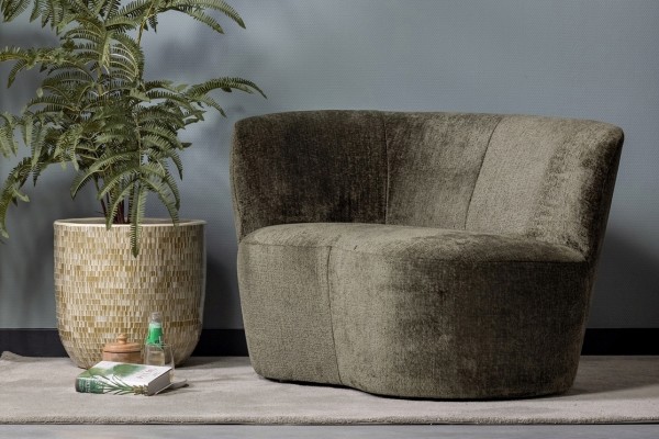 Lounge Sessel Stone links - Struktur-Samt Warm Green